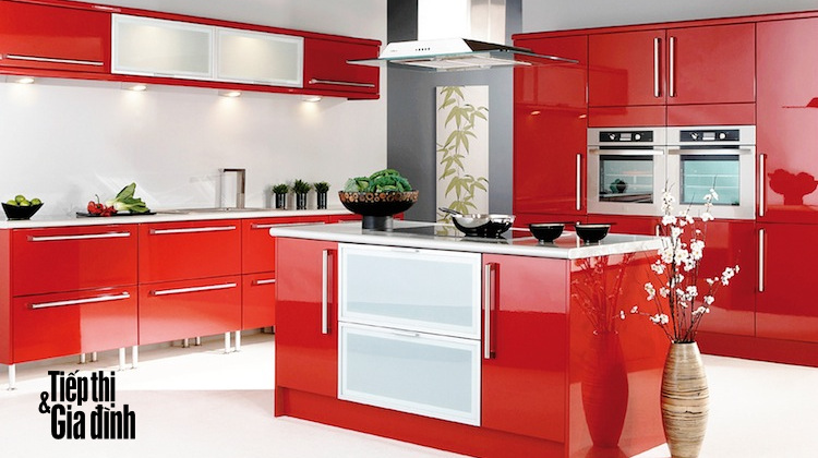 trang trí bếp với màu đỏ hình ảnh 4